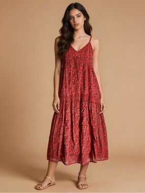 JOIE | Serlina Red Cotton Maxi Dress Sz S